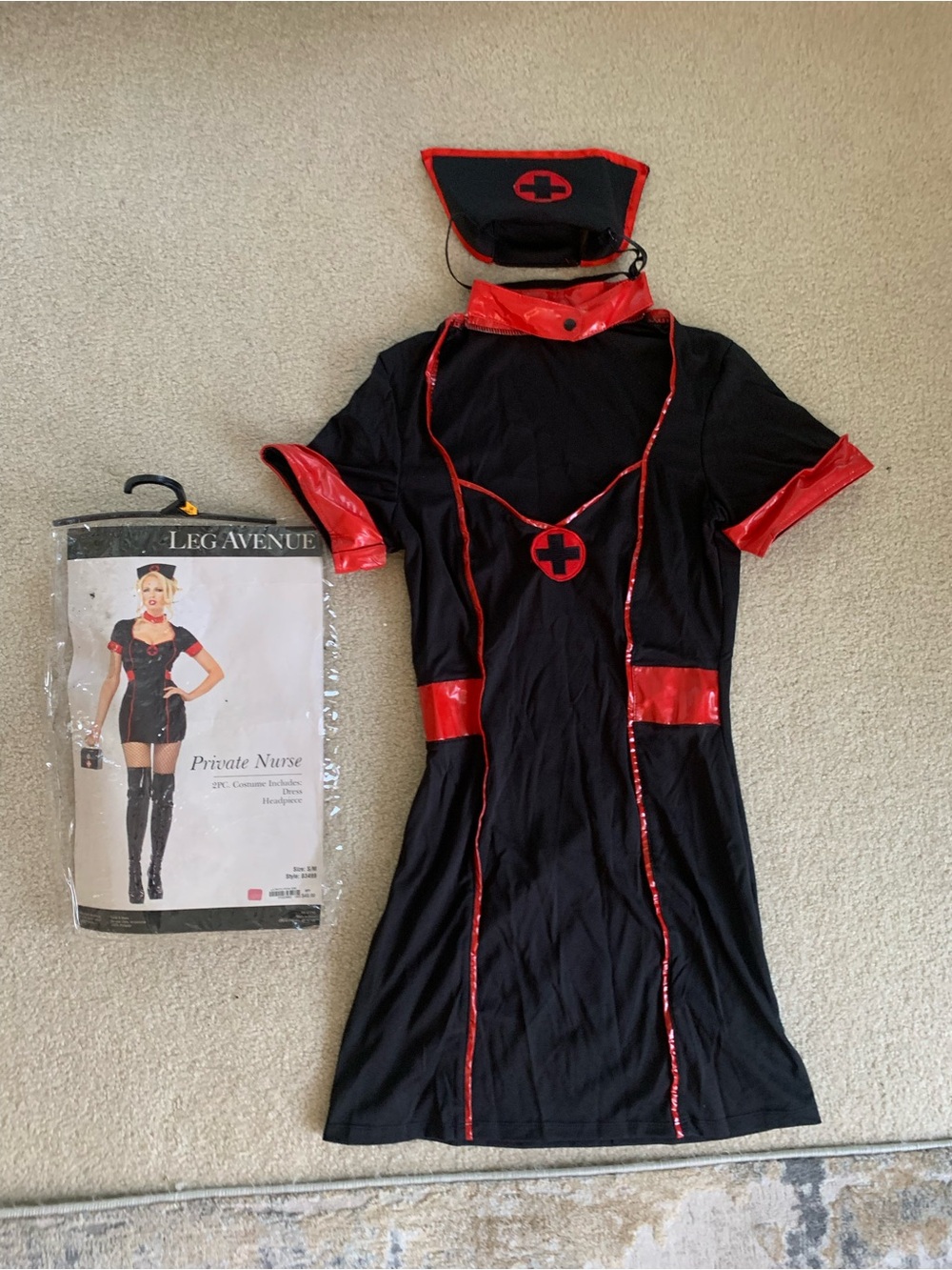 Leg Avenue Black & Red Private Nurse Costume Dress - size Small